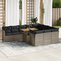 Thumbnail for 11-tlg. Garten-Sofagarnitur mit Kissen Grau Poly Rattan