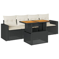 Thumbnail for 5-tlg. Garten-Sofagarnitur mit Kissen Schwarz Poly Rattan