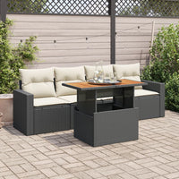 Thumbnail for 5-tlg. Garten-Sofagarnitur mit Kissen Schwarz Poly Rattan