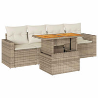 Thumbnail for 5-tlg. Garten-Sofagarnitur mit Kissen Beige Poly Rattan