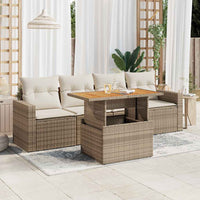 Thumbnail for 5-tlg. Garten-Sofagarnitur mit Kissen Beige Poly Rattan