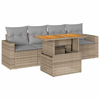 Thumbnail for 5-tlg. Garten-Sofagarnitur mit Kissen Beige Poly Rattan