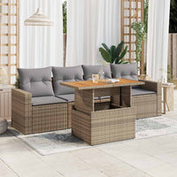 Thumbnail for 5-tlg. Garten-Sofagarnitur mit Kissen Beige Poly Rattan