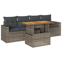 Thumbnail for 5-tlg. Garten-Sofagarnitur mit Kissen Grau Poly Rattan