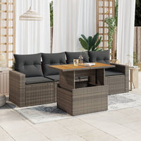 Thumbnail for 5-tlg. Garten-Sofagarnitur mit Kissen Grau Poly Rattan