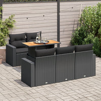 Thumbnail for 6-tlg. Garten-Sofagarnitur mit Kissen Schwarz Poly Rattan