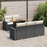 Thumbnail for 6-tlg. Garten-Sofagarnitur mit Kissen Schwarz Poly Rattan