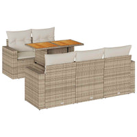 Thumbnail for 6-tlg. Garten-Sofagarnitur mit Kissen Beige Poly Rattan
