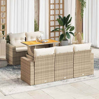 Thumbnail for 6-tlg. Garten-Sofagarnitur mit Kissen Beige Poly Rattan