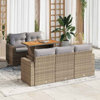 Thumbnail for 6-tlg. Garten-Sofagarnitur mit Kissen Beige Poly Rattan