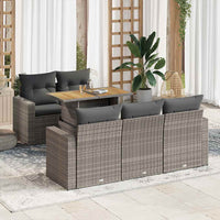 Thumbnail for 6-tlg. Garten-Sofagarnitur mit Kissen Grau Poly Rattan