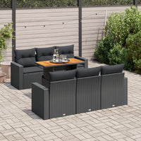 Thumbnail for 7-tlg. Garten-Sofagarnitur mit Kissen Schwarz Poly Rattan