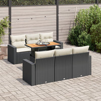 Thumbnail for 7-tlg. Garten-Sofagarnitur mit Kissen Schwarz Poly Rattan