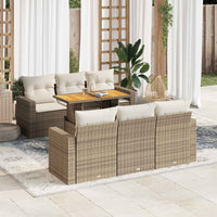 Thumbnail for 7-tlg. Garten-Sofagarnitur mit Kissen Beige Poly Rattan