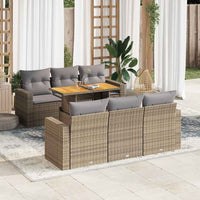 Thumbnail for 7-tlg. Garten-Sofagarnitur mit Kissen Beige Poly Rattan