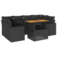 Thumbnail for 7-tlg. Garten-Sofagarnitur mit Kissen Schwarz Poly Rattan