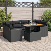 Thumbnail for 7-tlg. Garten-Sofagarnitur mit Kissen Schwarz Poly Rattan