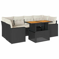 Thumbnail for 7-tlg. Garten-Sofagarnitur mit Kissen Schwarz Poly Rattan