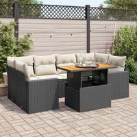 Thumbnail for 7-tlg. Garten-Sofagarnitur mit Kissen Schwarz Poly Rattan