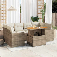 Thumbnail for 7-tlg. Garten-Sofagarnitur mit Kissen Beige Poly Rattan