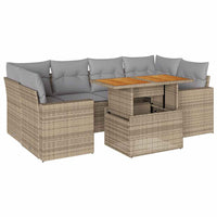 Thumbnail for 7-tlg. Garten-Sofagarnitur mit Kissen Beige Poly Rattan