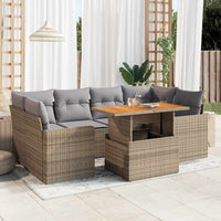 Thumbnail for 7-tlg. Garten-Sofagarnitur mit Kissen Beige Poly Rattan