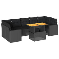 Thumbnail for 8-tlg. Garten-Sofagarnitur mit Kissen Schwarz Poly Rattan