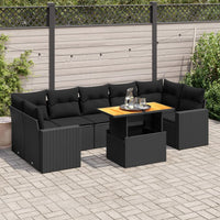 Thumbnail for 8-tlg. Garten-Sofagarnitur mit Kissen Schwarz Poly Rattan