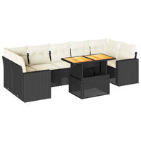 Thumbnail for 8-tlg. Garten-Sofagarnitur mit Kissen Schwarz Poly Rattan