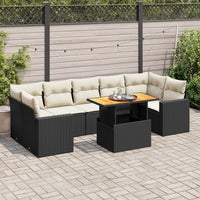 Thumbnail for 8-tlg. Garten-Sofagarnitur mit Kissen Schwarz Poly Rattan