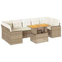 Thumbnail for 8-tlg. Garten-Sofagarnitur mit Kissen Beige Poly Rattan