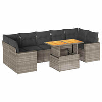Thumbnail for 8-tlg. Garten-Sofagarnitur mit Kissen Grau Poly Rattan