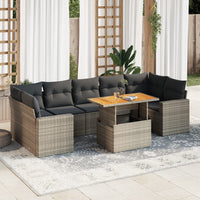 Thumbnail for 8-tlg. Garten-Sofagarnitur mit Kissen Grau Poly Rattan