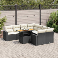 Thumbnail for 9-tlg. Garten-Sofagarnitur mit Kissen Schwarz Poly Rattan