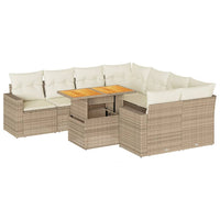Thumbnail for 9-tlg. Garten-Sofagarnitur mit Kissen Beige Poly Rattan