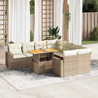Thumbnail for 9-tlg. Garten-Sofagarnitur mit Kissen Beige Poly Rattan