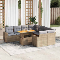 Thumbnail for 9-tlg. Garten-Sofagarnitur mit Kissen Beige Poly Rattan