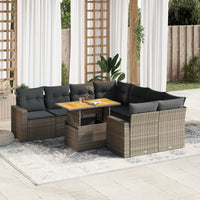 Thumbnail for 9-tlg. Garten-Sofagarnitur mit Kissen Grau Poly Rattan