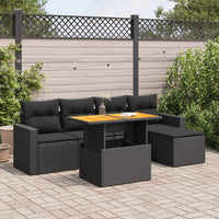 Thumbnail for 6-tlg. Garten-Sofagarnitur mit Kissen Schwarz Poly Rattan