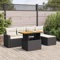 Thumbnail for 6-tlg. Garten-Sofagarnitur mit Kissen Schwarz Poly Rattan