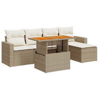 Thumbnail for 6-tlg. Garten-Sofagarnitur mit Kissen Beige Poly Rattan