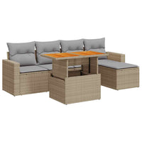 Thumbnail for 6-tlg. Garten-Sofagarnitur mit Kissen Beige Poly Rattan