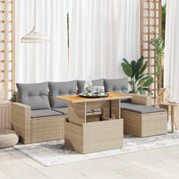Thumbnail for 6-tlg. Garten-Sofagarnitur mit Kissen Beige Poly Rattan