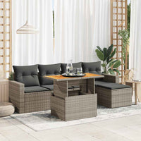 Thumbnail for 6-tlg. Garten-Sofagarnitur mit Kissen Grau Poly Rattan
