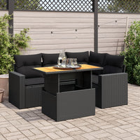 Thumbnail for 5-tlg. Garten-Sofagarnitur mit Kissen Schwarz Poly Rattan