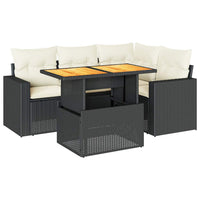 Thumbnail for 5-tlg. Garten-Sofagarnitur mit Kissen Schwarz Poly Rattan