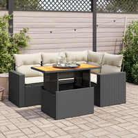 Thumbnail for 5-tlg. Garten-Sofagarnitur mit Kissen Schwarz Poly Rattan