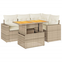 Thumbnail for 5-tlg. Garten-Sofagarnitur mit Kissen Beige Poly Rattan