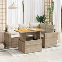 Thumbnail for 5-tlg. Garten-Sofagarnitur mit Kissen Beige Poly Rattan