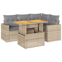 Thumbnail for 5-tlg. Garten-Sofagarnitur mit Kissen Beige Poly Rattan